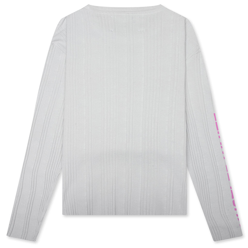 Hustlr White Rib L/S Tee - White