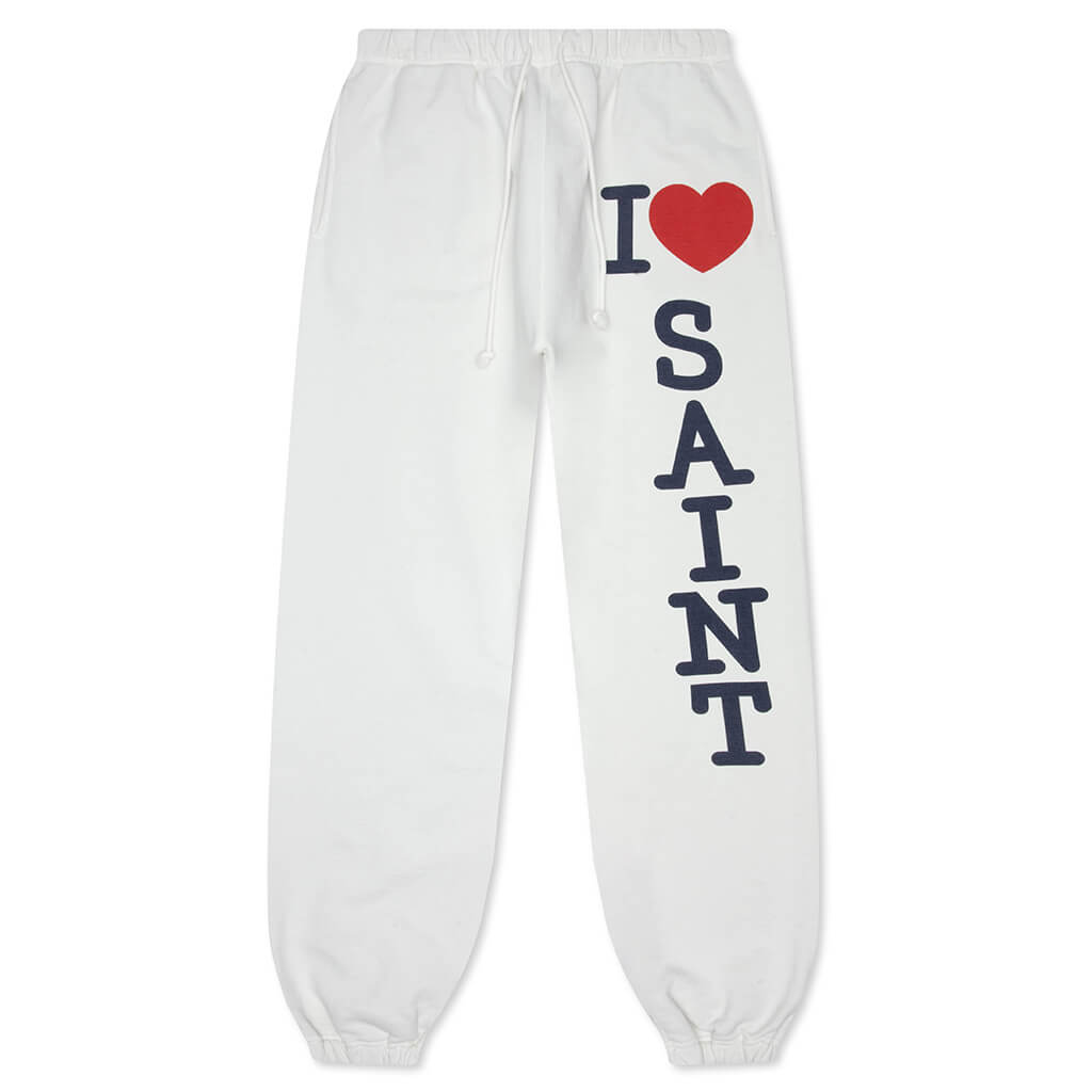 I Love Saint Sweat Pants - White