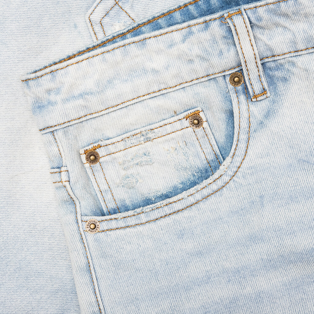 Ian Slim Denim Short - Vintage Light Blue