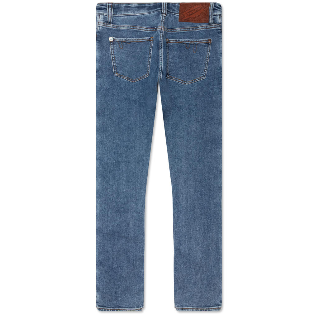Neon Lime Jean - Medium Blue Wash
