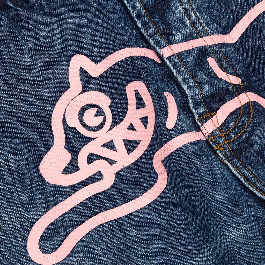 Pink Jean Short - Dark Blue