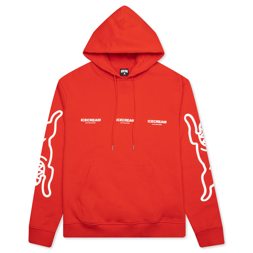 White Hoodie - Fiery Red