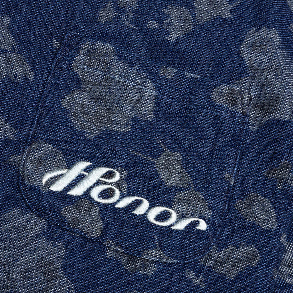 Indigo Floral Camp Shirt - Blue