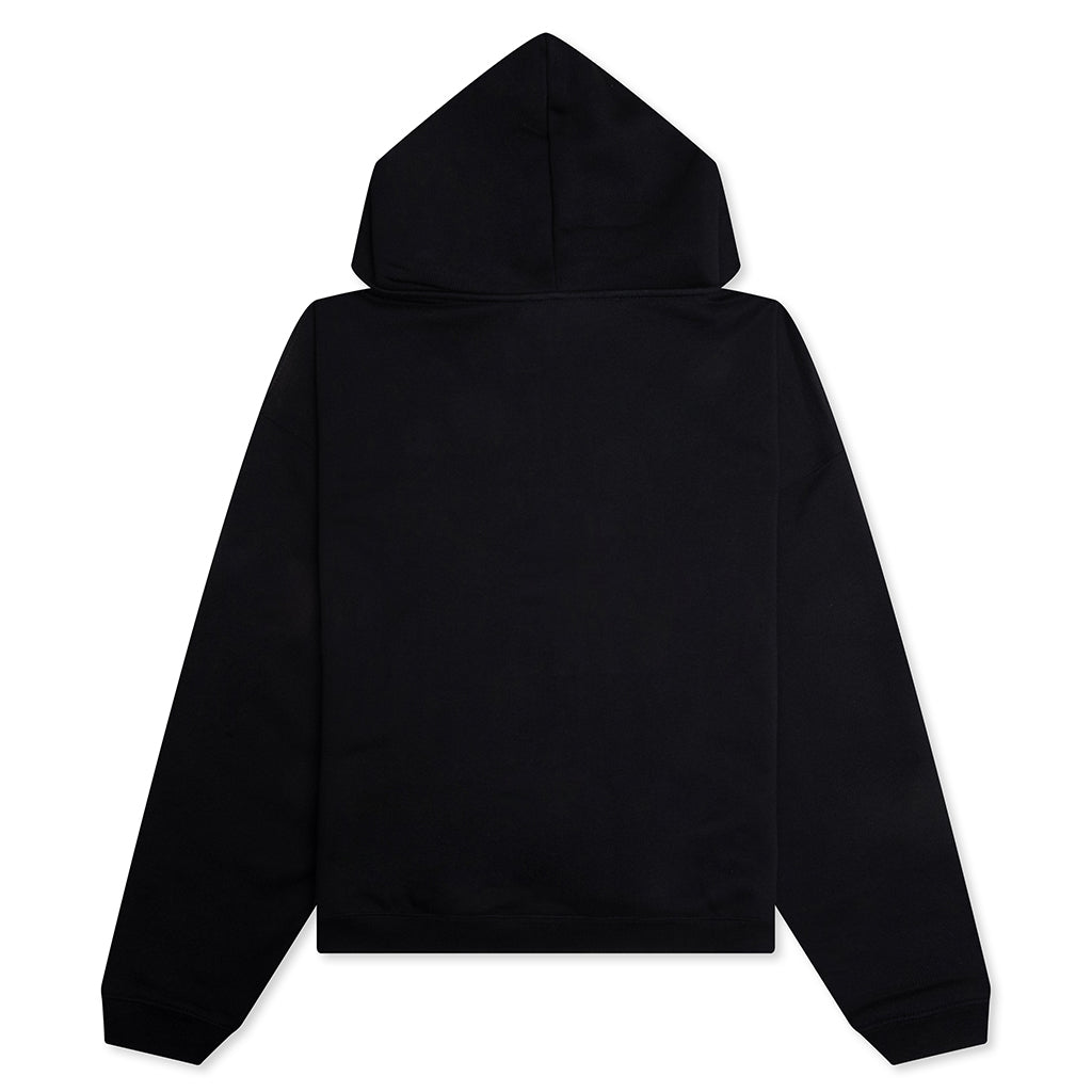 Initial Boxy Oversized Zip Through Hoodie - Black