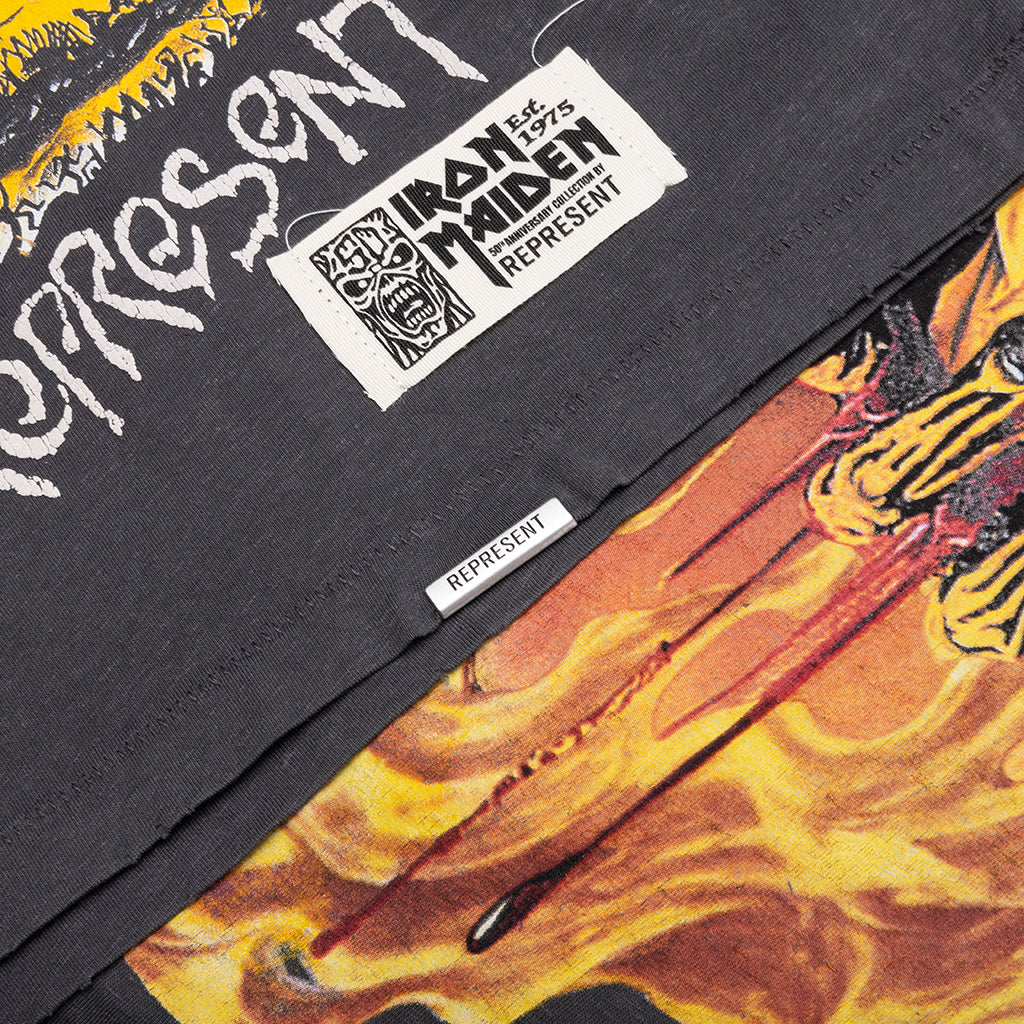 Represent x Iron Maiden Number Of The Beast Long Sleeve T-Shirt - Sunfade Grey
