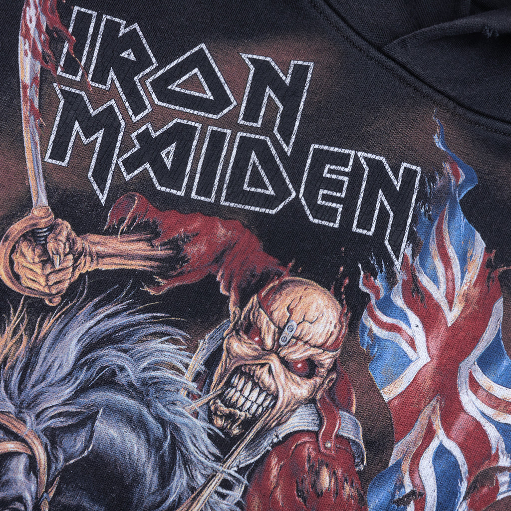 Iron Maiden Steed Hoodie - Stained Black