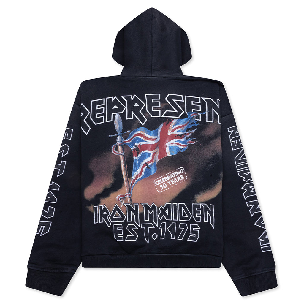 Iron Maiden Steed Hoodie - Stained Black