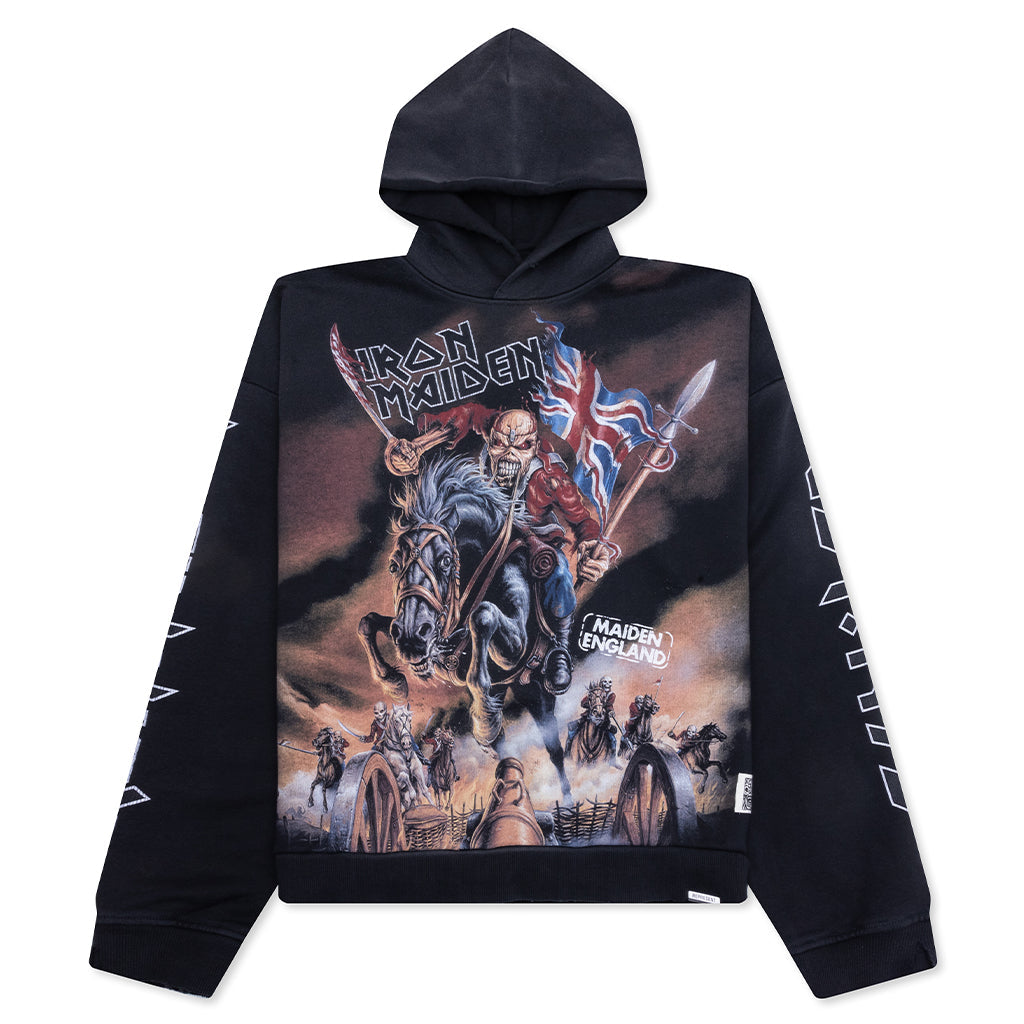 Iron Maiden Steed Hoodie - Stained Black