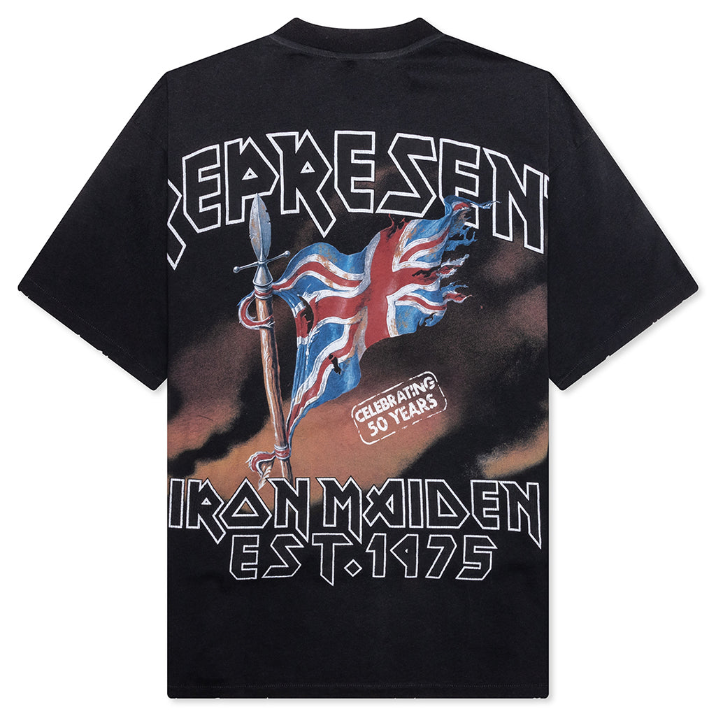 Represent x Iron Maiden Steed T-Shirt - Stained Black
