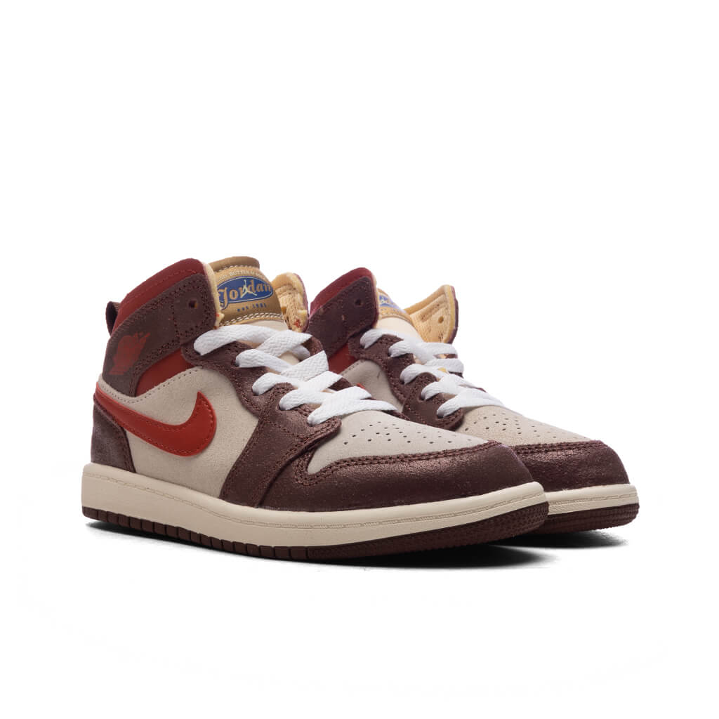 Jordan 1 Mid SE (PS) - Coconut Milk/Varsity Red/Dark Pony