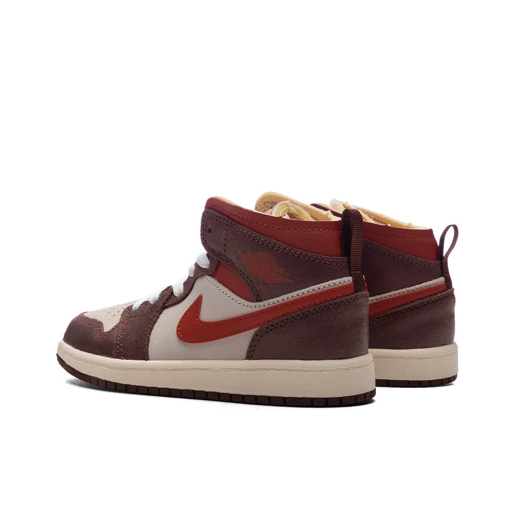 Jordan 1 Mid SE (PS) - Coconut Milk/Varsity Red/Dark Pony