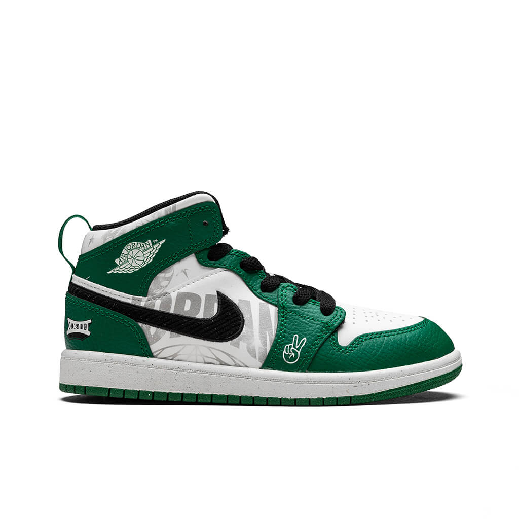 Jordan 1 Mid SE (PS) - Pine Green/Sail/Black/Team Orange