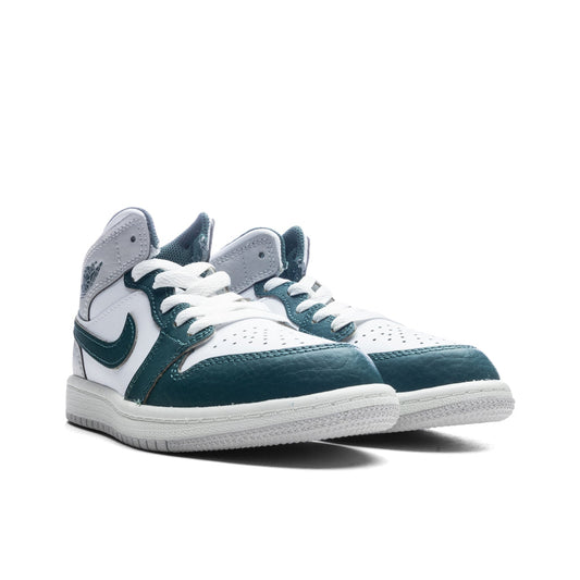 Jordan 1 Mid SE (PS) - White/Oxidized Green/Sail/Neutral Grey