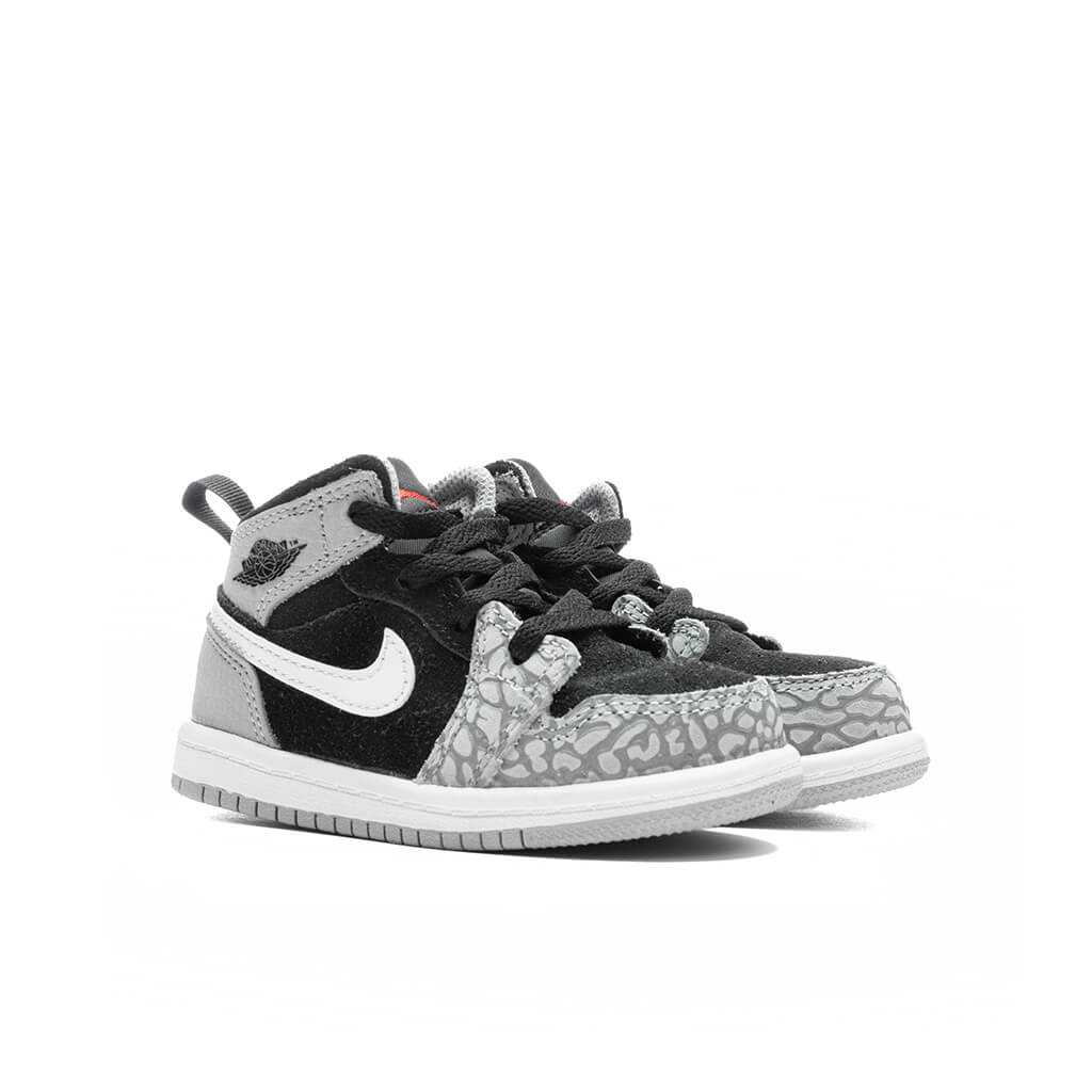 Air Jordan 1 Mid SE (TD) - Black/University Red/Light Smoke Grey