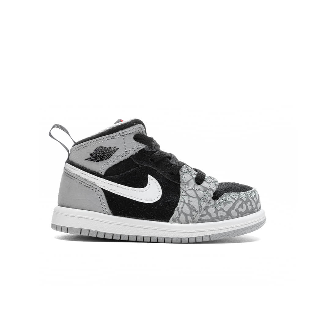 Air Jordan 1 Mid SE (TD) - Black/University Red/Light Smoke Grey