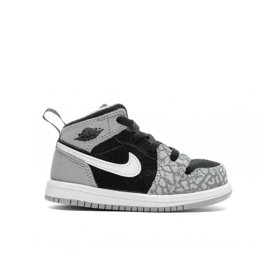 Air Jordan 1 Mid SE (TD) - Black/University Red/Light Smoke Grey