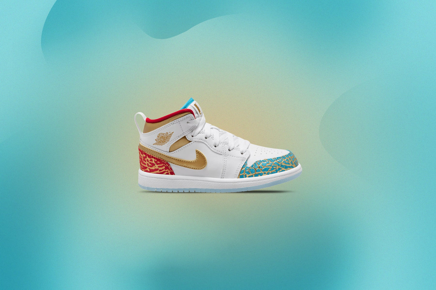 Air Jordan 1 Mid (PS) - White/Metallic Gold/University Red