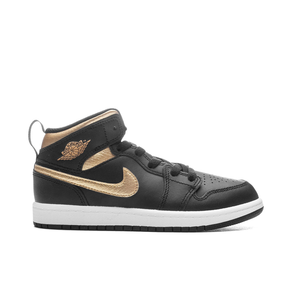 Jordan 1 Mid (PS) - Black/Metallic Gold/White