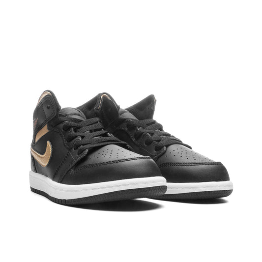 Jordan 1 Mid (PS) - Black/Metallic Gold/White