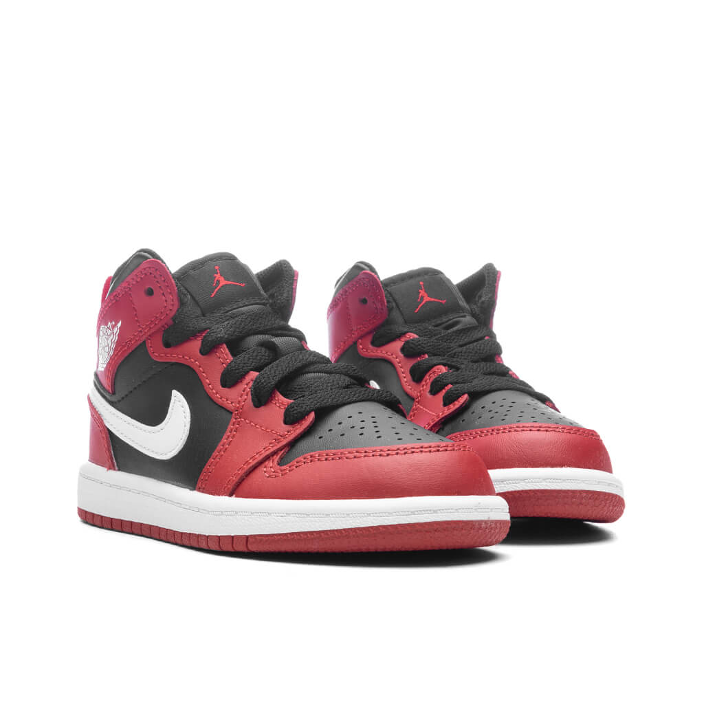 Jordan 1 Mid (PS) - Black/White/Gym Red