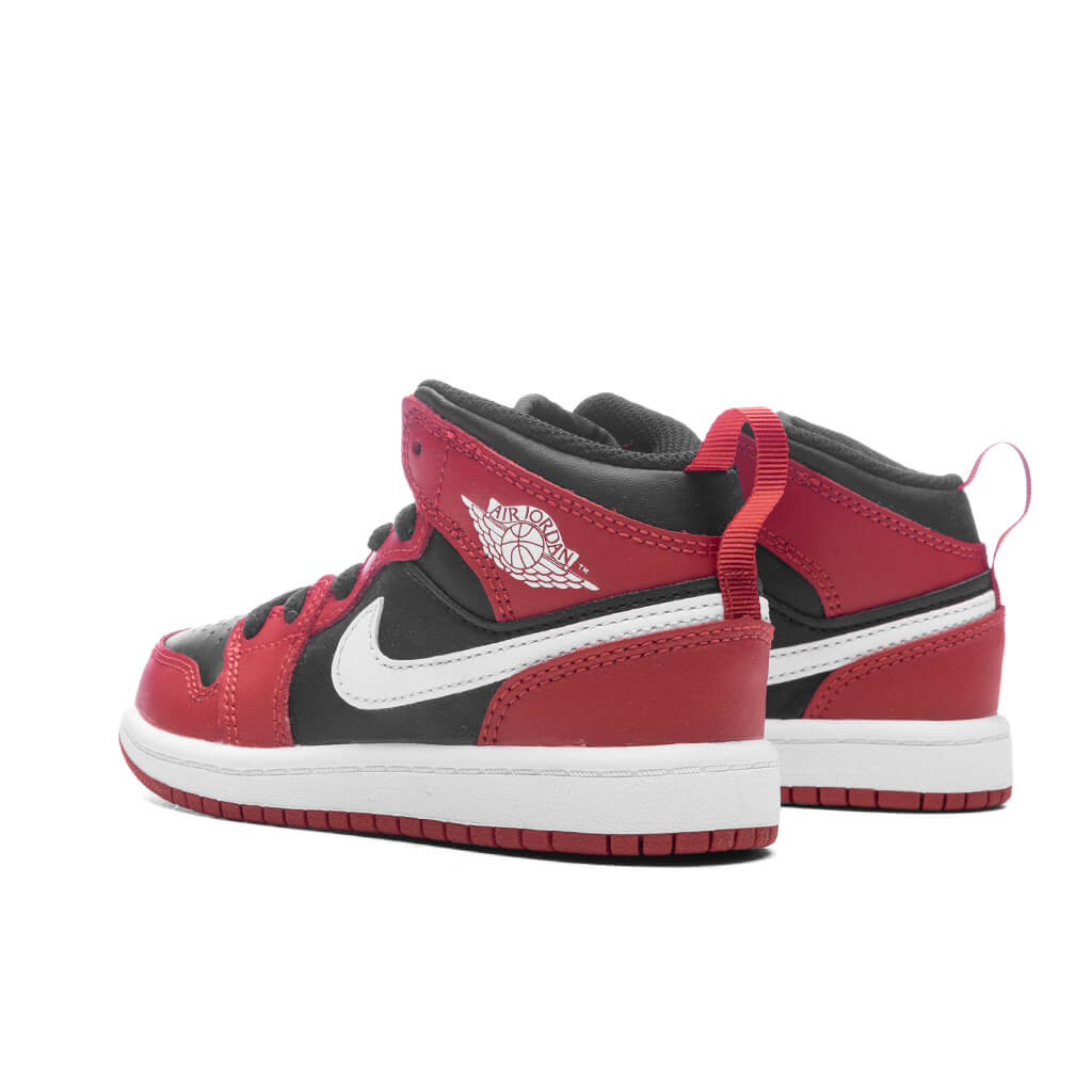 Jordan 1 Mid (PS) - Black/White/Gym Red