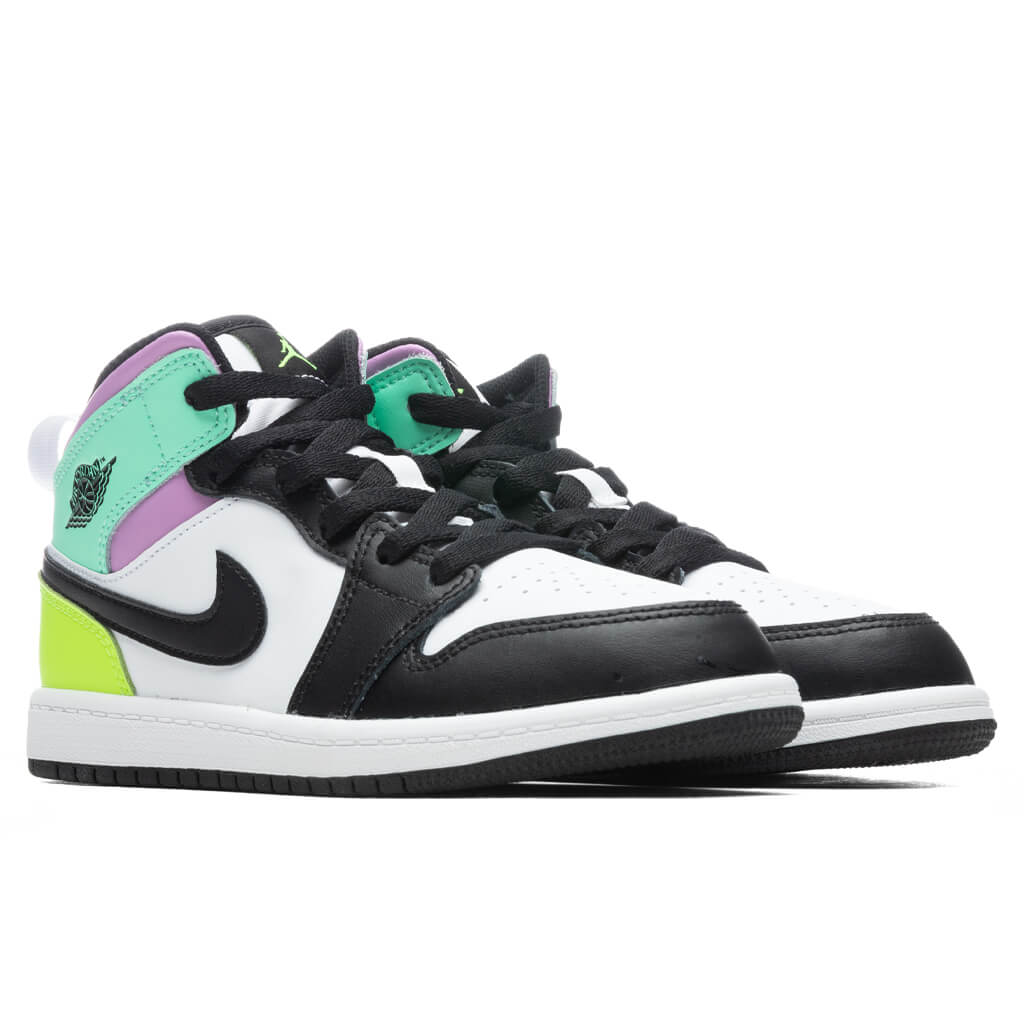 Air Jordan 1 Mid (PS) - White/Volt