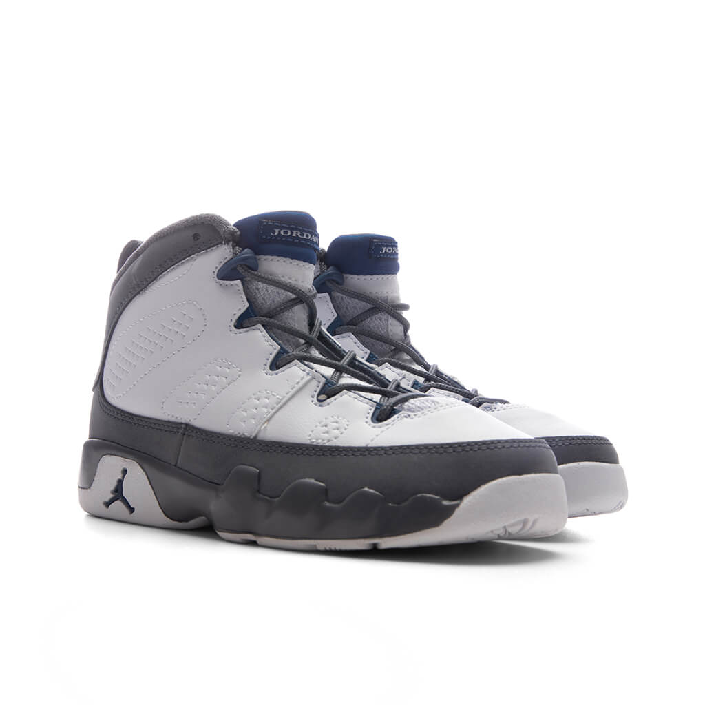 Air Jordan 9 Retro 'Flint Grey' (PS) - White/French Blue/Flint Grey