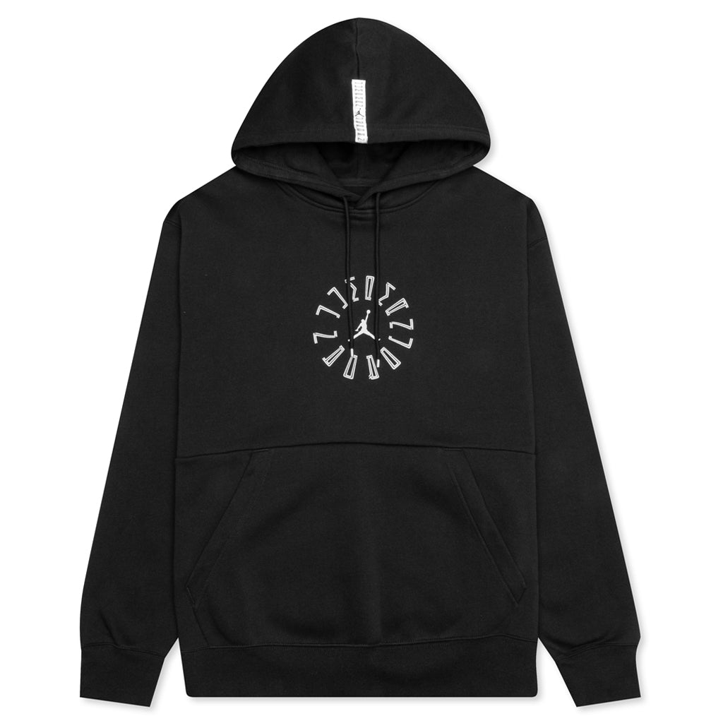 AJ11 Graphic Fleece Pullover Hoodie - Black/Reflective Silver