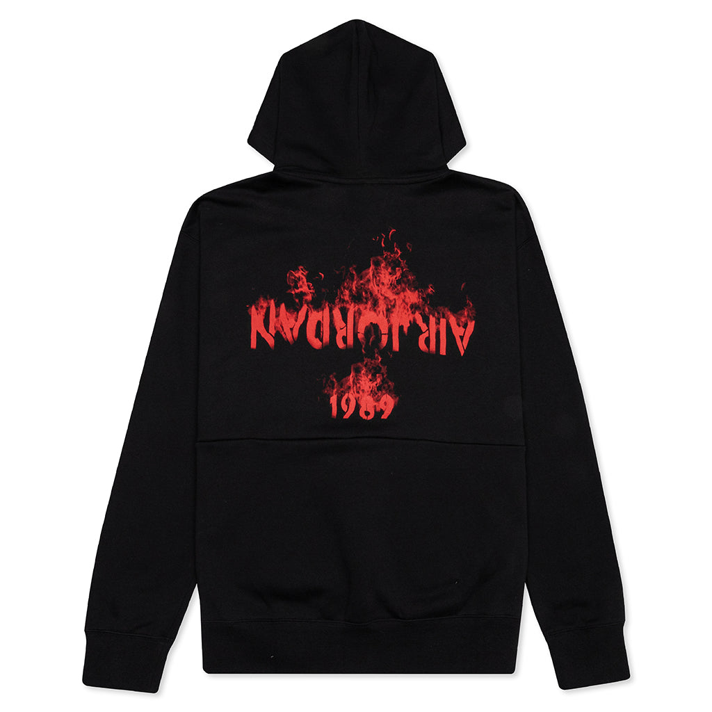 AJ4 FLC Pullover Hoodie - Black/University Red