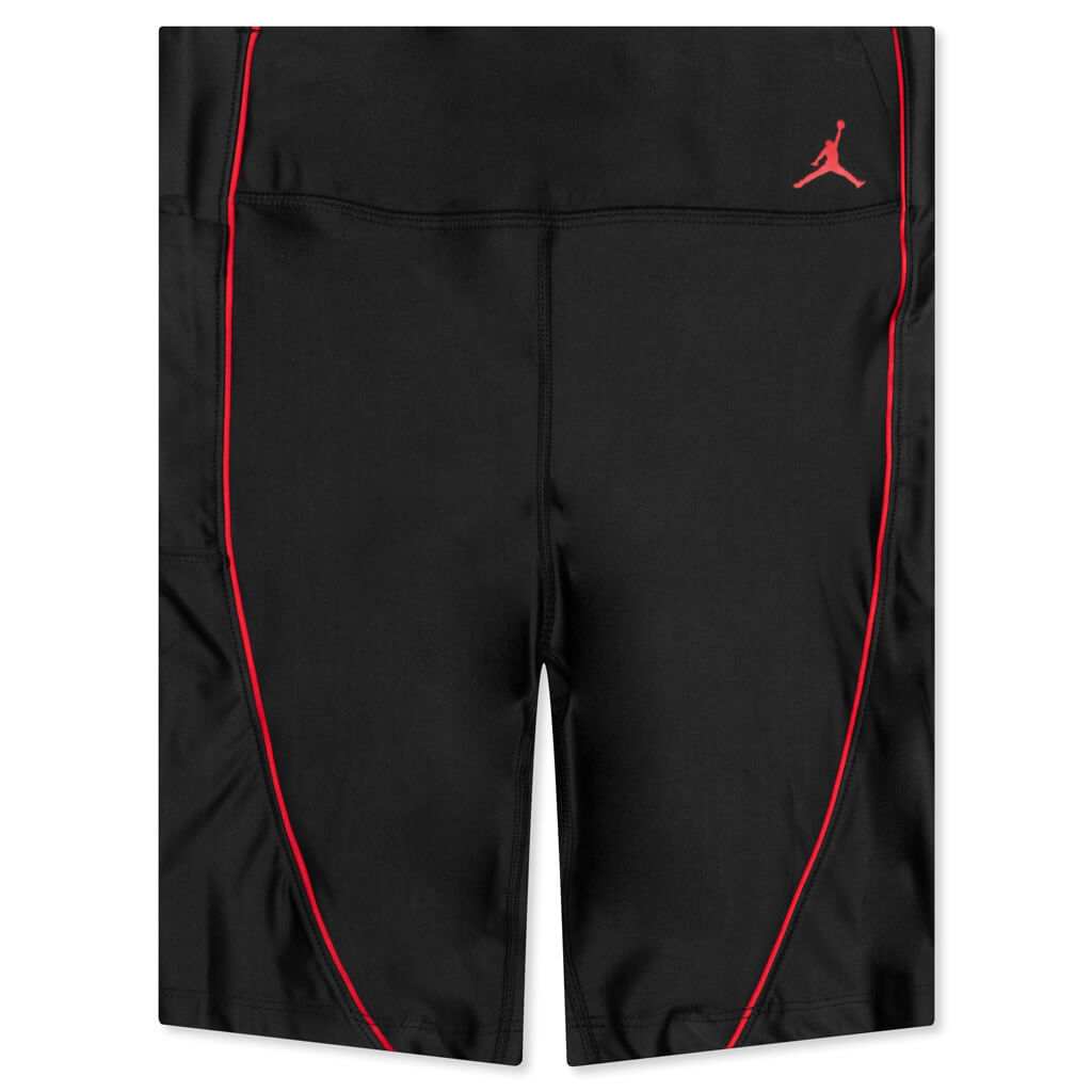 Essential Women's Mid-Rise Bike Shorts - Black/Black/University Red