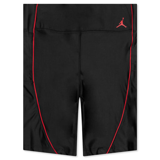 Essential Women's Mid-Rise Bike Shorts - Black/Black/University Red