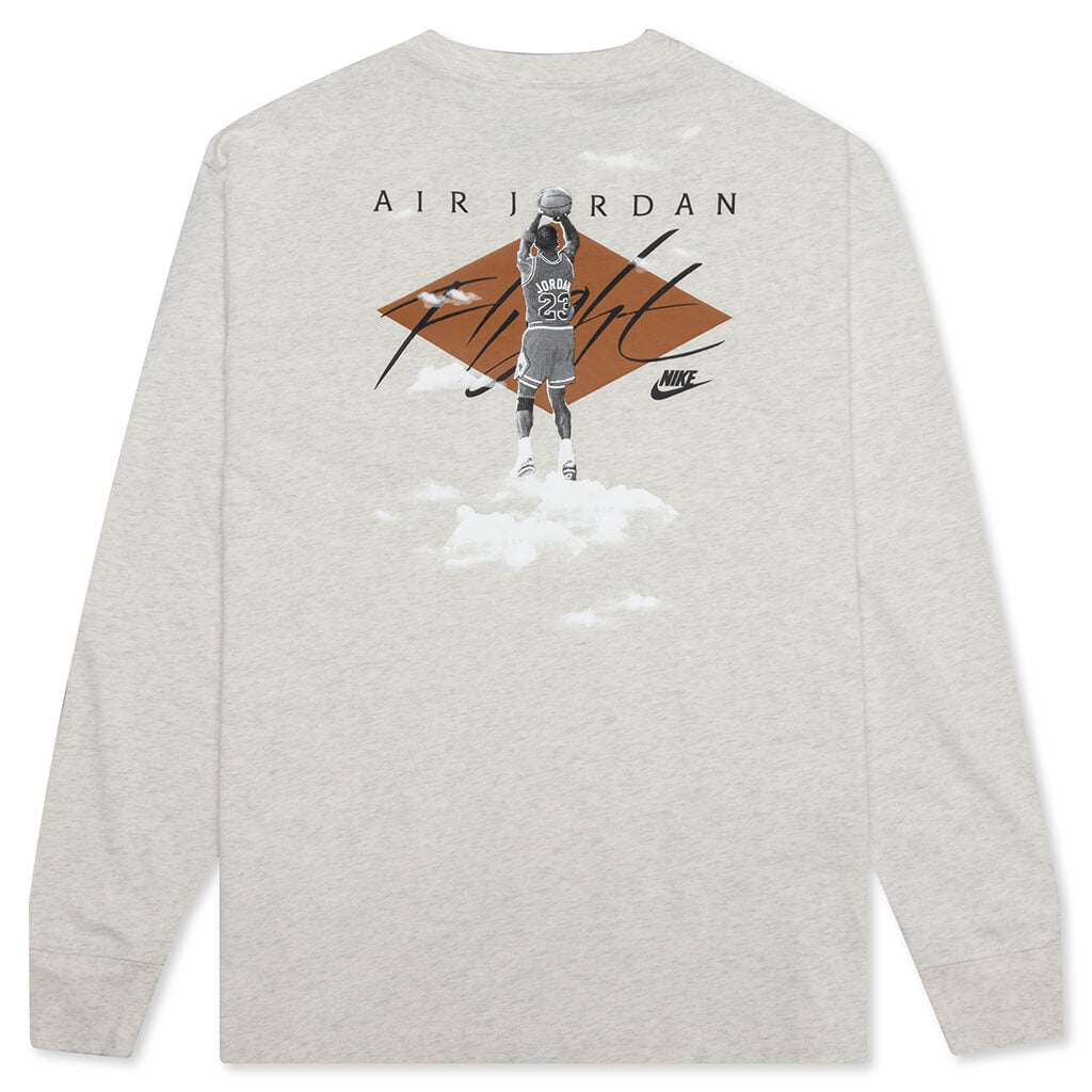 Flight Essentials '85 L/S T-Shirt - Oatmeal Heather/White