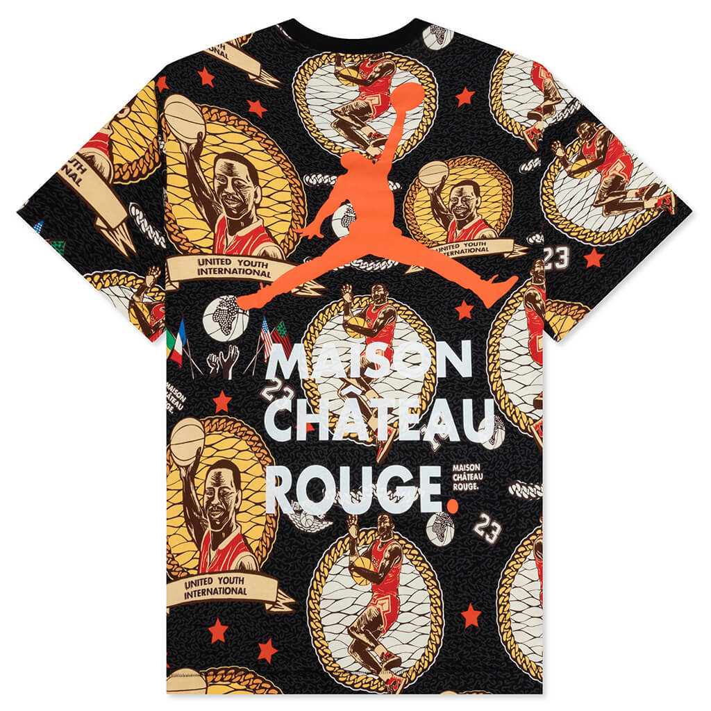 Jordan x Maison Chateau Rouge S/S AOP Tee - Black/Sail/Orange