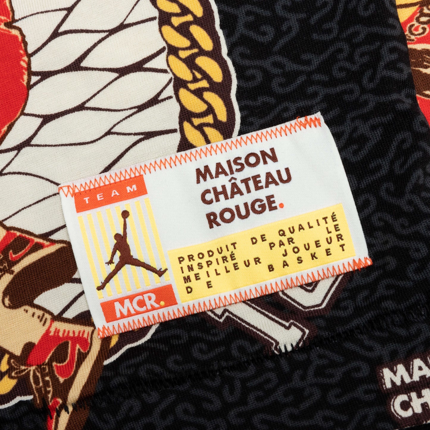 Jordan x Maison Chateau Rouge S/S AOP Tee - Black/Sail/Orange