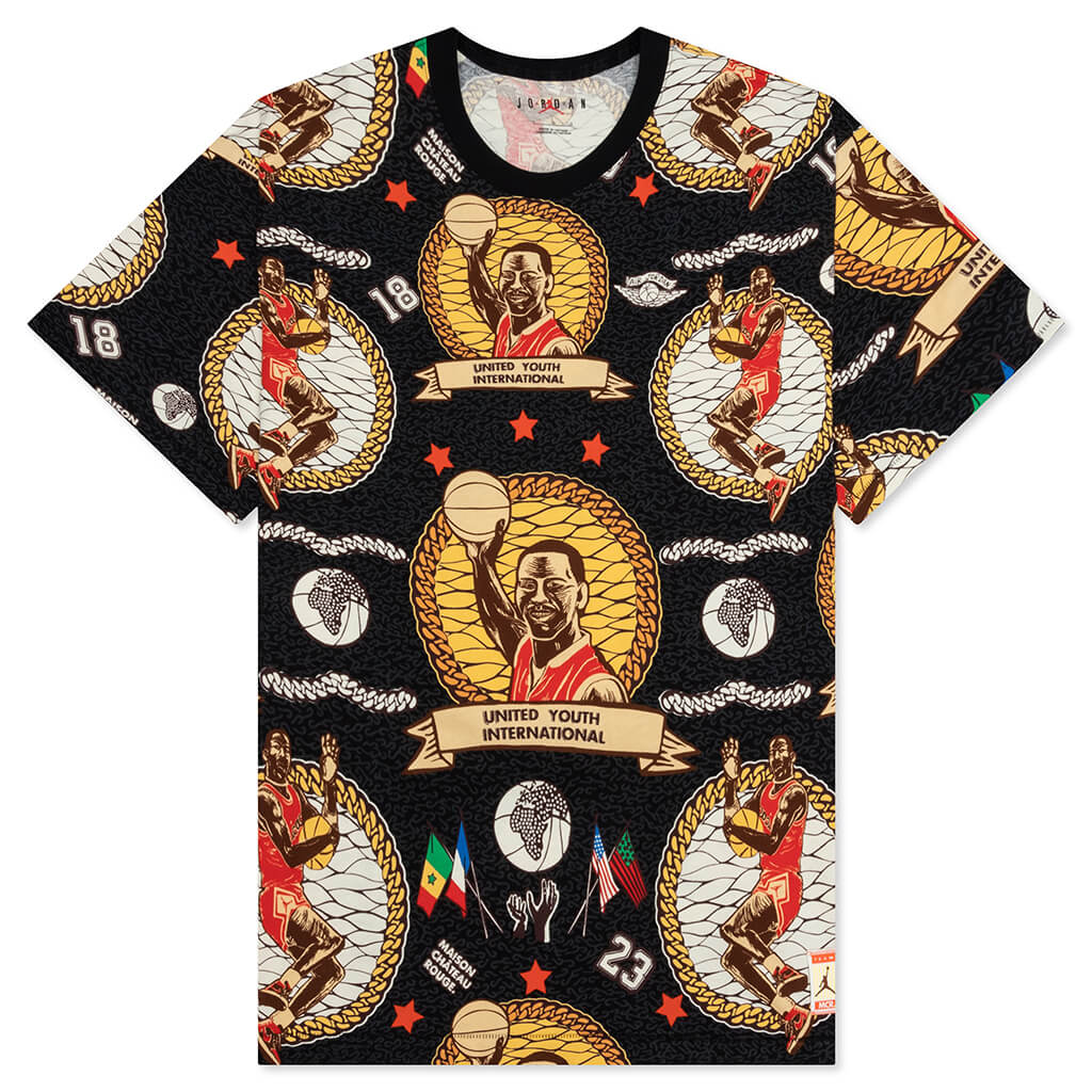 Jordan x Maison Chateau Rouge S/S AOP Tee - Black/Sail/Orange