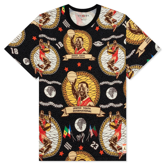 Jordan x Maison Chateau Rouge S/S AOP Tee - Black/Sail/Orange
