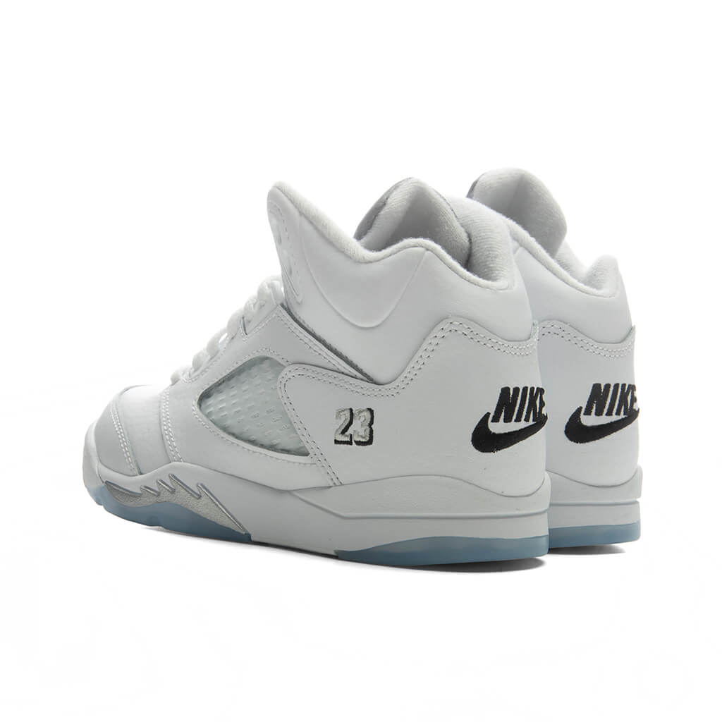 Air Jordan 5 Retro 'White Metallic' (PS) - White/Black/Metallic Silver