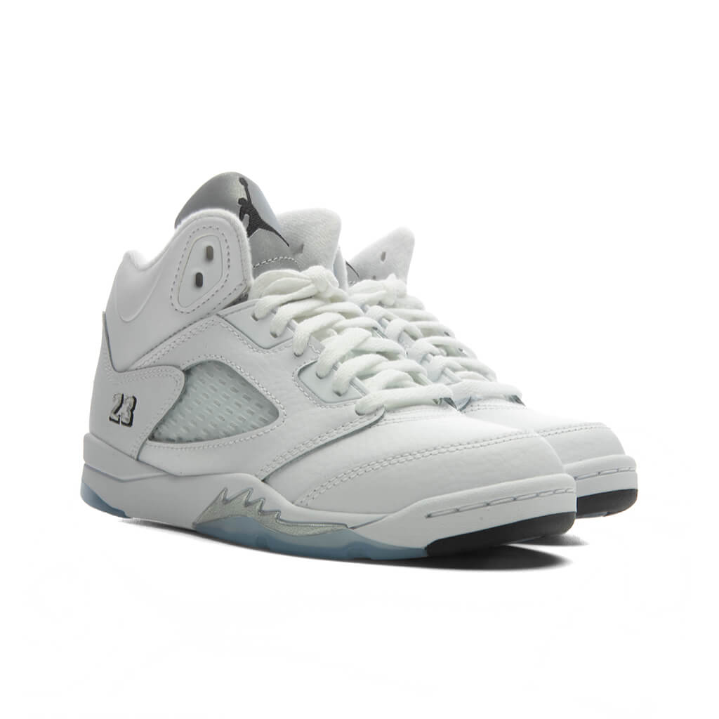 Air Jordan 5 Retro 'White Metallic' (PS) - White/Black/Metallic Silver
