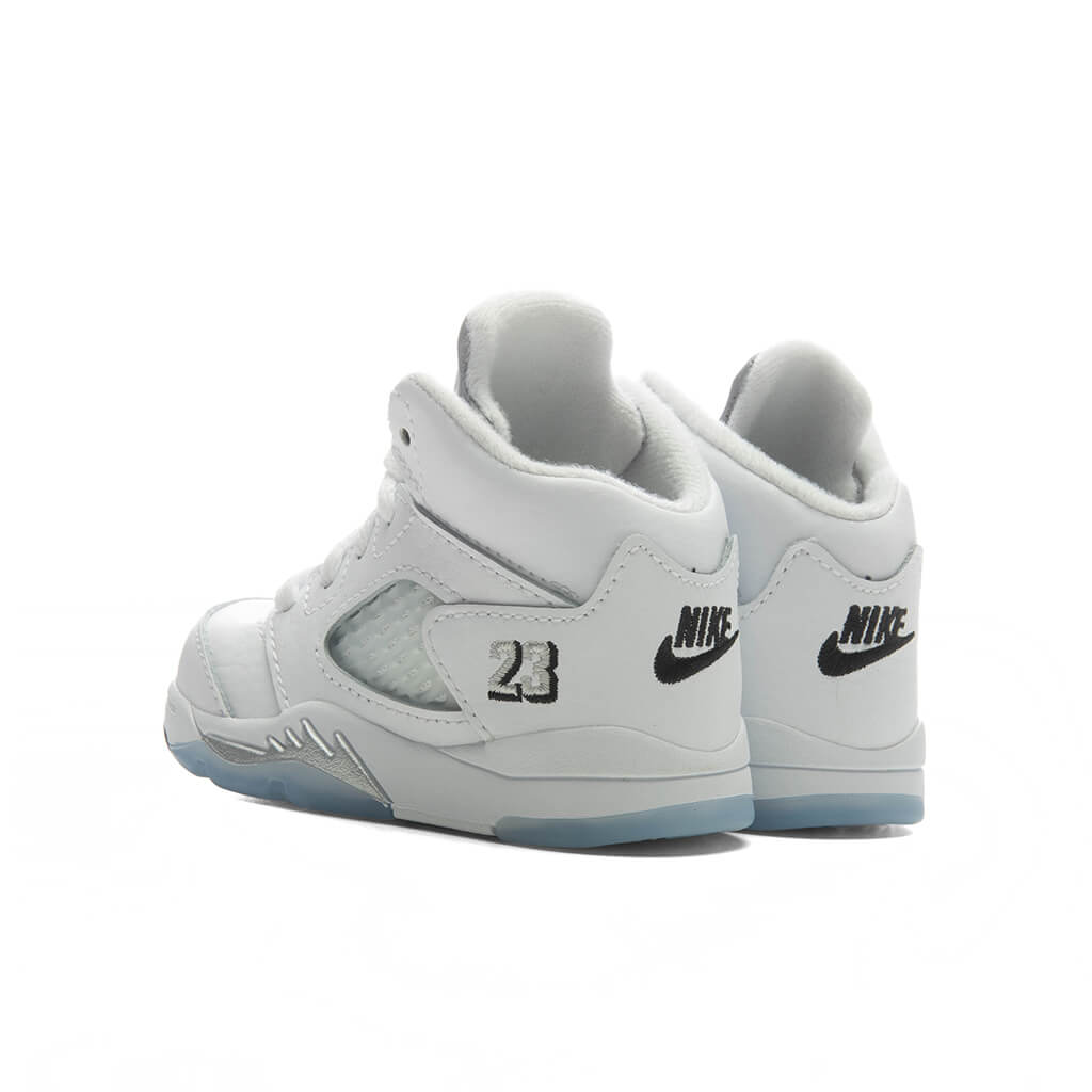 Air Jordan 5 Retro 'White Metallic' (TD) - White/Black/Metallic Silver