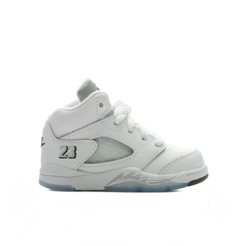 Air Jordan 5 Retro 'White Metallic' (TD) - White/Black/Metallic Silver