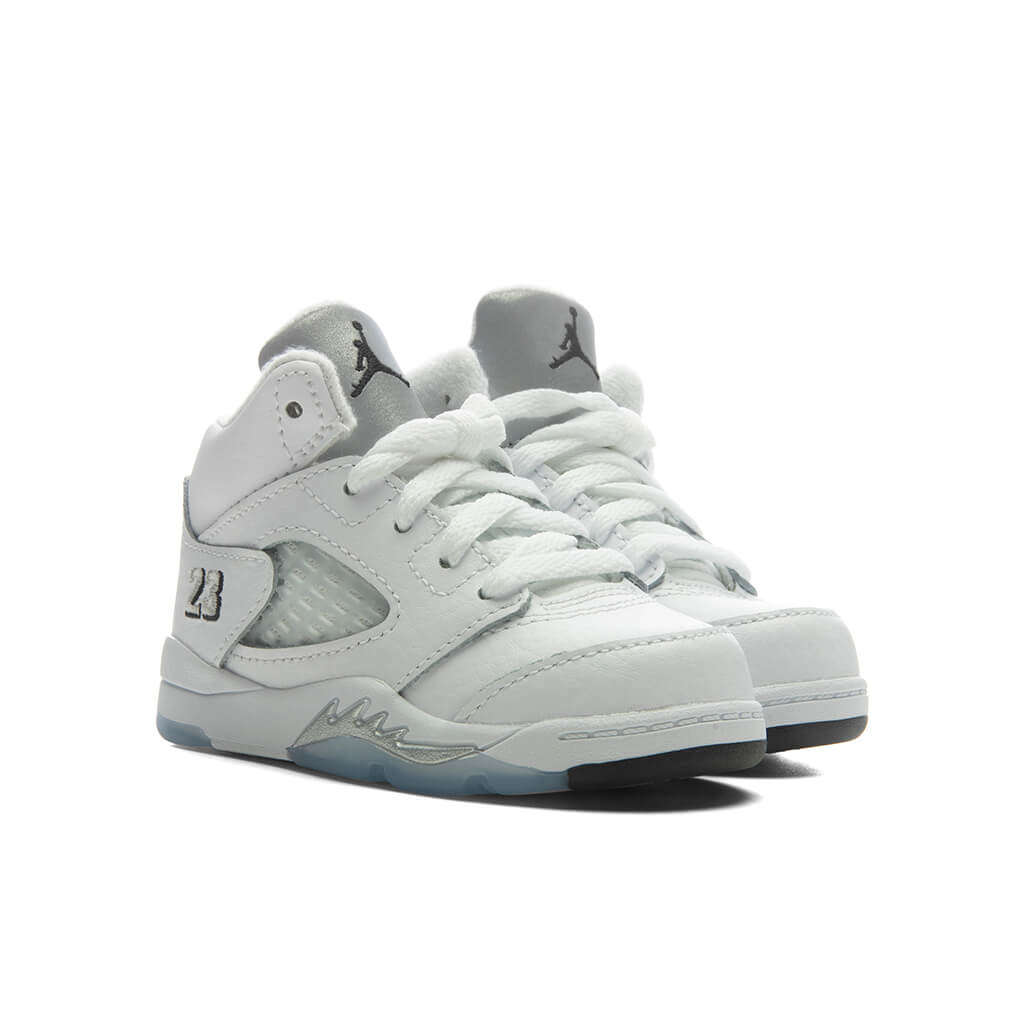 Air Jordan 5 Retro 'White Metallic' (TD) - White/Black/Metallic Silver