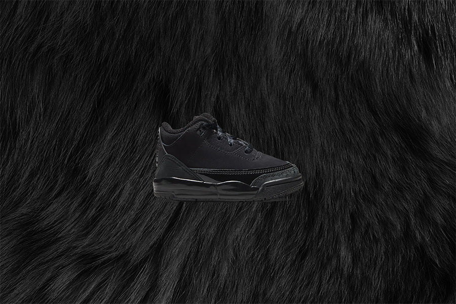 Air Jordan 3 Retro 'Black Cat' (TD) - Black/Dark Charcoal/White