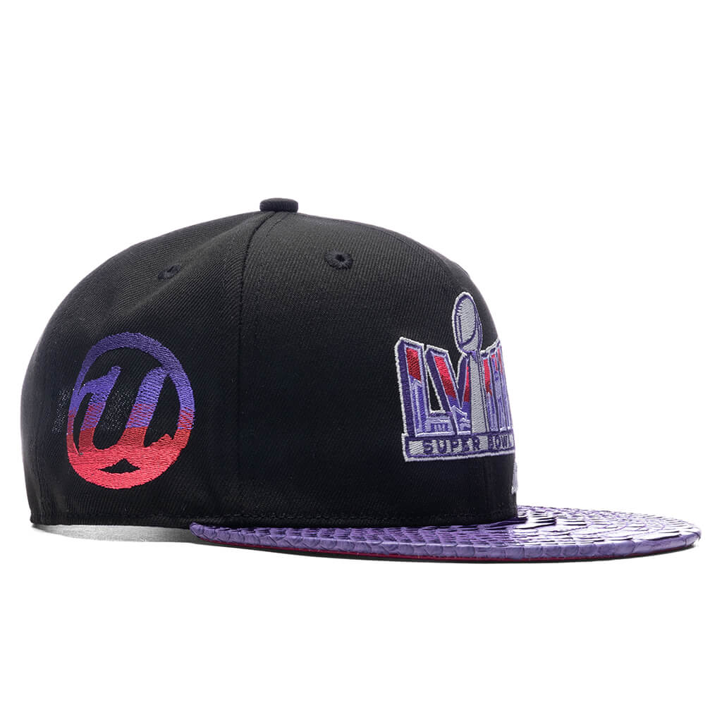 Just Don x Usher Super Bowl LVIII 9FIFTY Snapback Hat - Black/Purple Python
