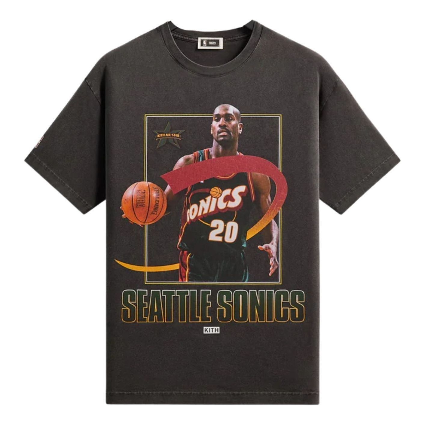 Kith for NBA All-Star Seattle SuperSonics Gary Payton Vintage T-Shirt 'Black' KHM034975-001