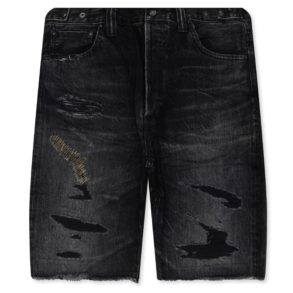 Kawasaki Short 'Kuro' Rip And Repaired - Black