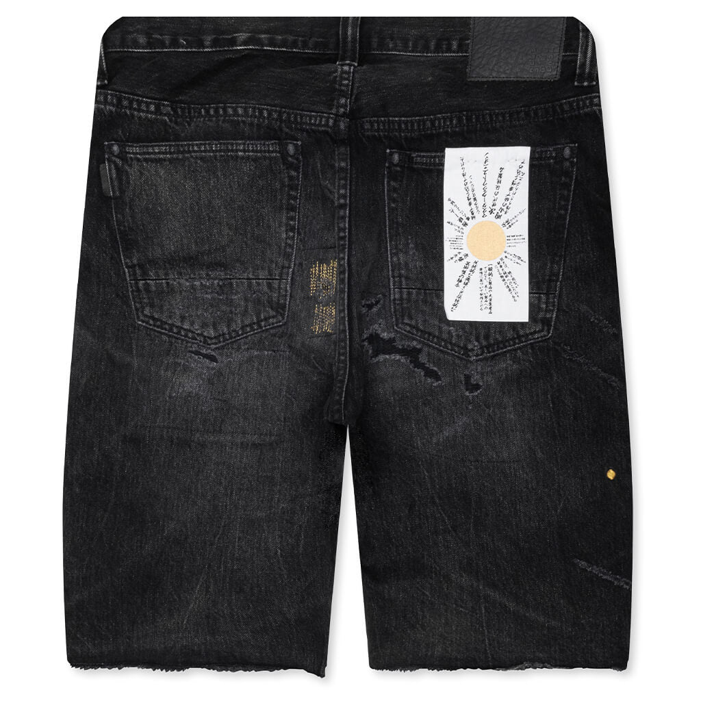 Kawasaki Short 'Kuro' Rip And Repaired - Black