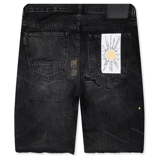 Kawasaki Short 'Kuro' Rip And Repaired - Black