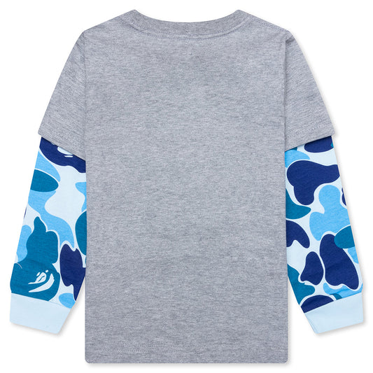 Kid's Abc Camo College Layered Sleeves L/S Tee - Gray
