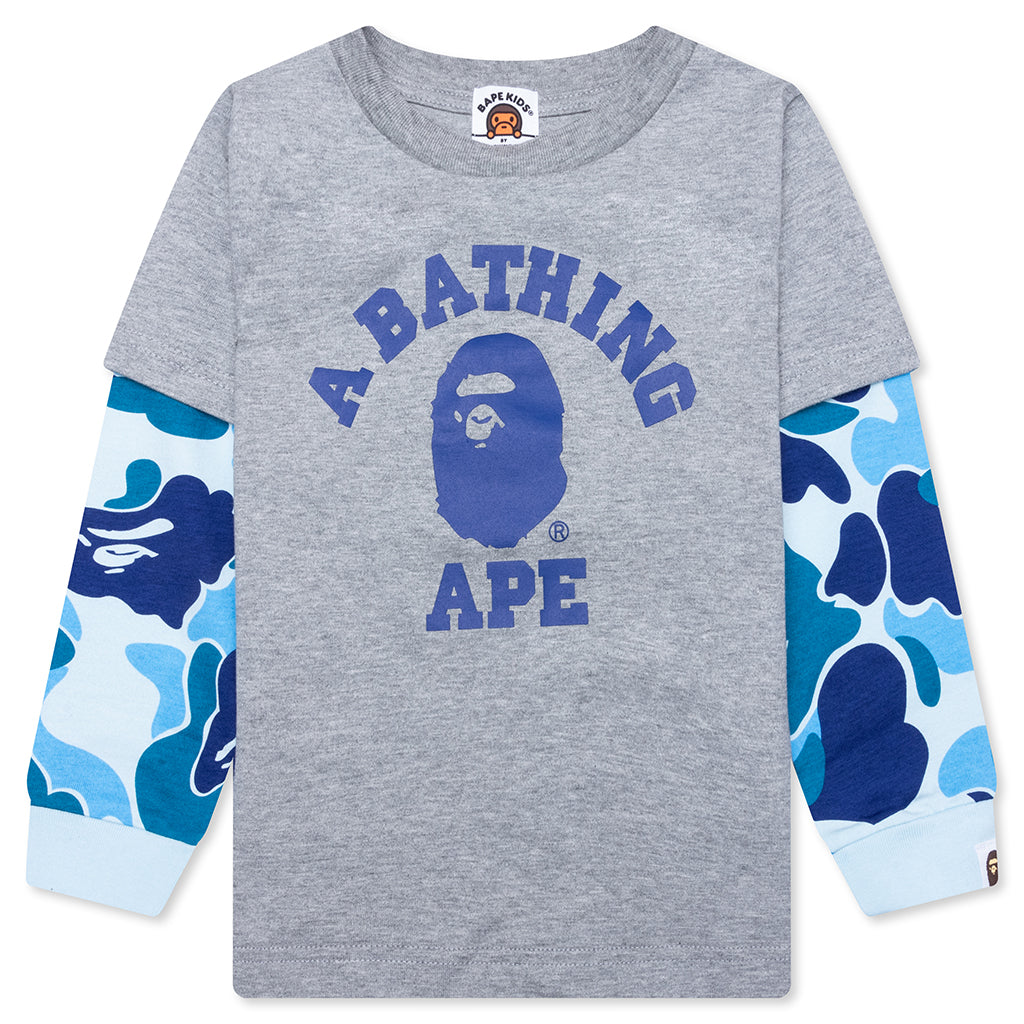 Kid's Abc Camo College Layered Sleeves L/S Tee - Gray