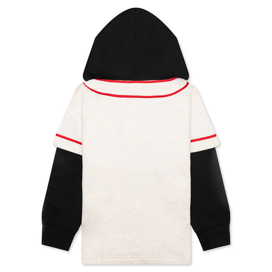 Kid's Bape Logo Layered Baseball Sweatshirt - Ivory